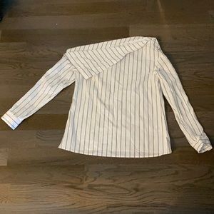 Asymmetrical pinstripe woven shirt